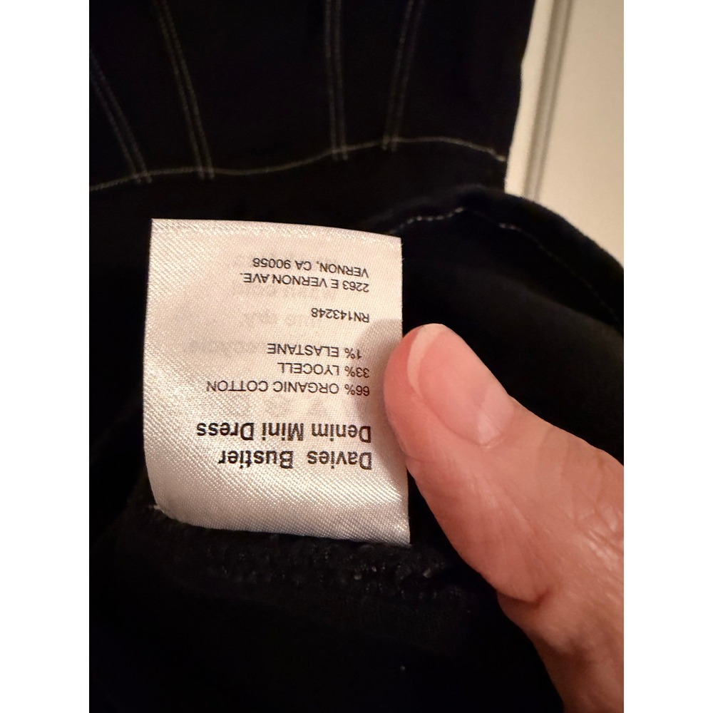 Reformation Davies Bustier Denim Mini Dress Women 0 Black Contrast Stitch NWOT - Picture 7 of 9
